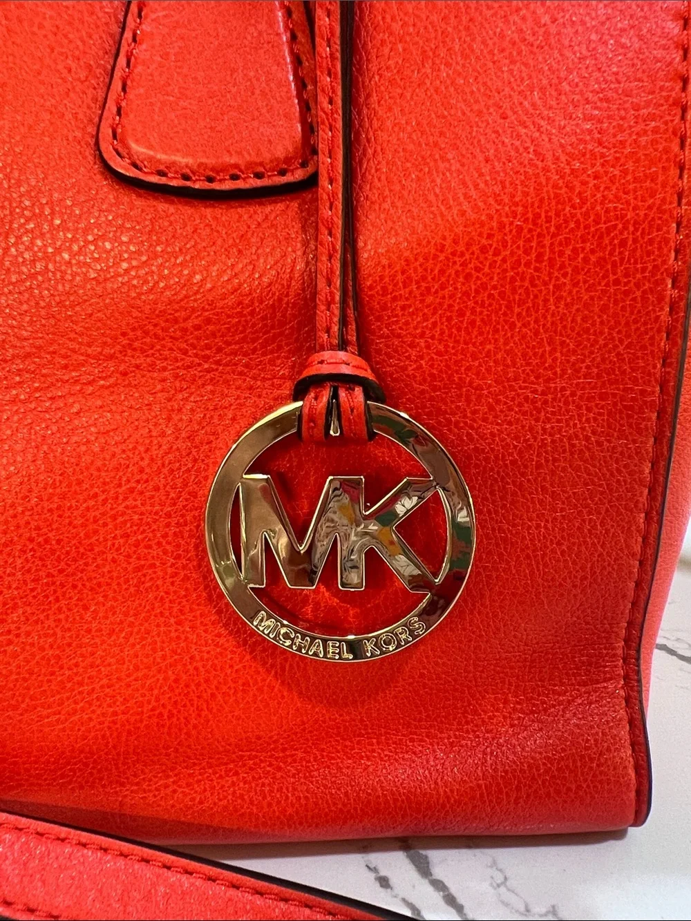 Michael Kors Sophie Mandarin Leather Satchel with MK Charm